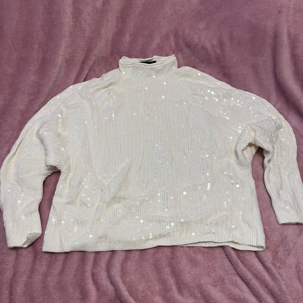 Express Cream Sequin Women's Sweatshirt
